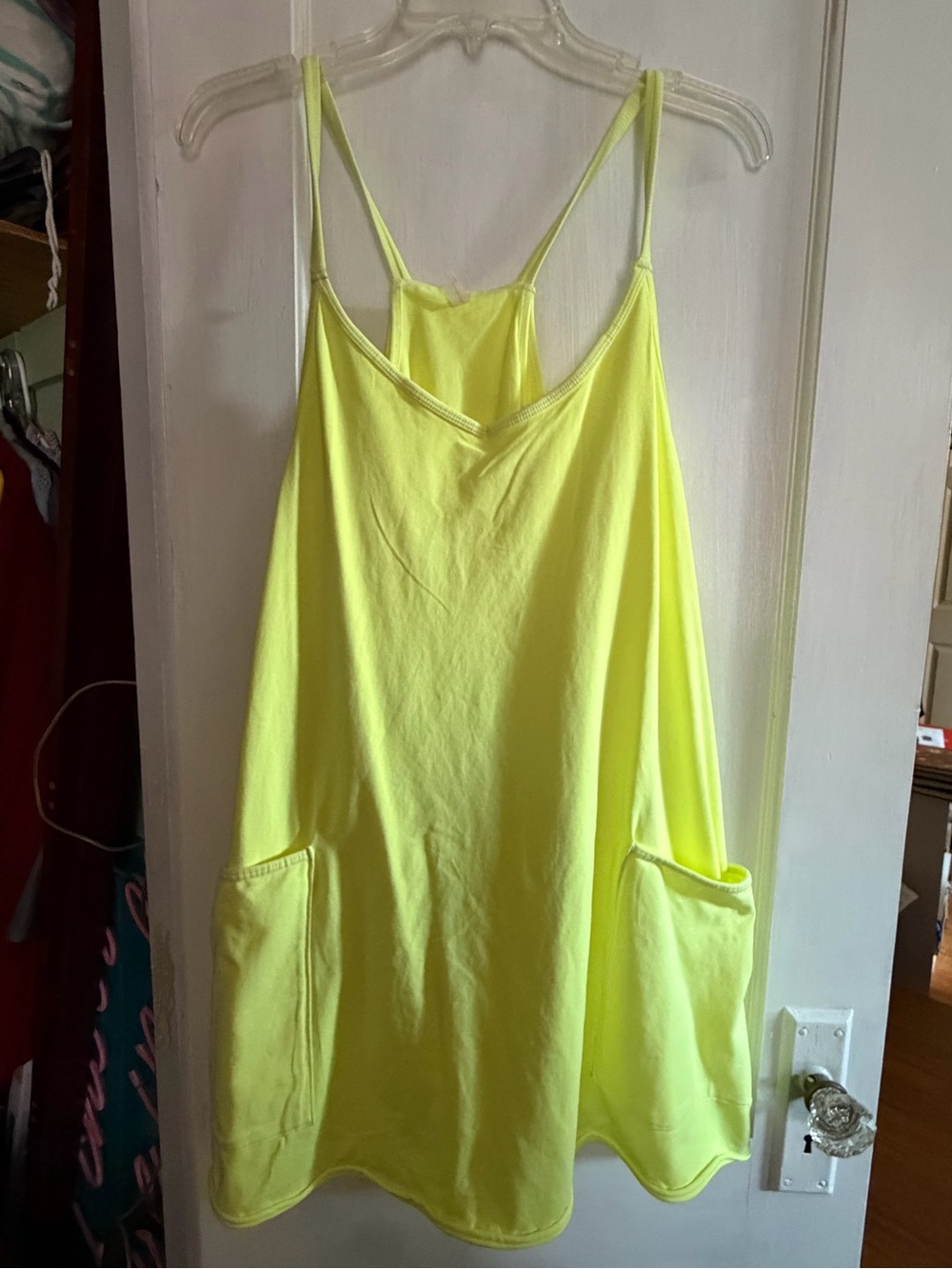 FP Movement by Free People Neon Lime Slip Romper with Side Pockets